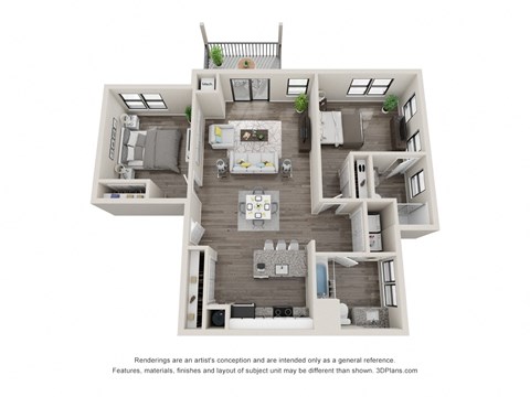 2 bed 2 bath C13 Floor Plan at Latitude at South Portland Apartment, Maine, 04106